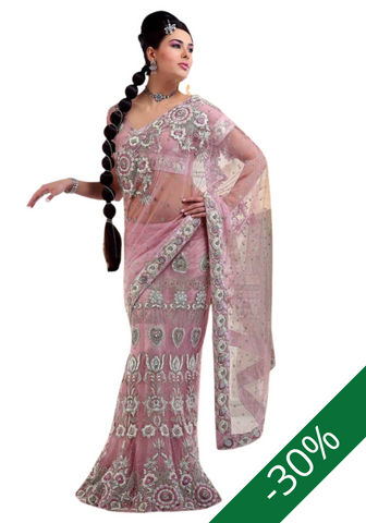 Lehenga sari rose pastel Shamira - Narkis Fashion