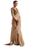 Sari Indien Beige  Doré - Shrishti - Narkis Fashion