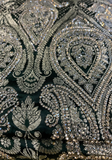 Détail motifs paisley et tissage doré sari indien vert