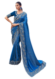sari bleu royal brodé mariage élégant narkis fashion siyana