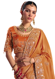 Sari Indien Orange Doré - Sanjana - Narkis Fashion