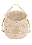 Sac potli Meher ivoire en effet soie avec perles et pierres décoratives