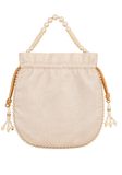 Sac potli Meher ivoire en effet soie avec perles et pierres décoratives