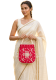 Sac Potli Rani Rouge – Effet Soie & Perles