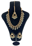 Parure Kajol Bleu pastel Collier boucles d'oreilles et maang tikka