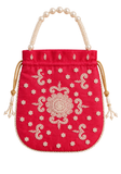 Sac Potli Rani Rouge – Effet Soie & Perles
