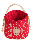 Sac Potli Rani Rouge – Effet Soie & Perles
