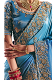 Sari Indien Chic Bleu Ciel - Sharini - Narkis Fashion