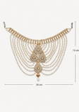 Bijou de dos perlé blanc et doré avec cristaux pour bustier de lehenga, sari, robe de mariée ou robe de soirée – Accessoire mariage Narkis Fashion