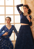 Lehenga nuptial bleu marine Farisha