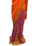 Sari Firdaus – jupe forme lehenga rose et orange