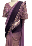 Sari Anita - Chiffon shimmer Prune et Lilas - Narkis Fashion