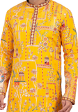 détail broderie kurta Bahadur – motifs floraux dorés