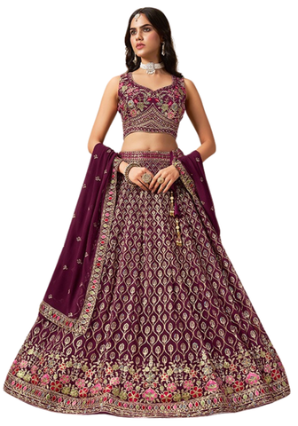 Lehenga Ramya bordeaux – ensemble femme cérémonie
