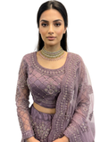 Lehenga Saesha - Mauve brodé - Narkis Fashion