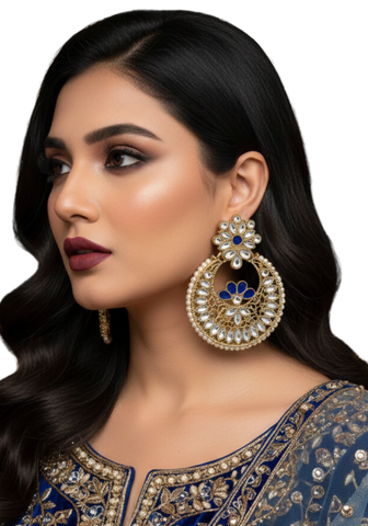 Boucles Indiennes Sahanas – Bleu Royal - Narkis Fashion