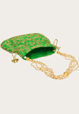 Dos brodé du sac potli vert feuille