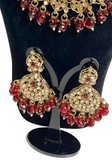 Parure indienne Roshni Rouge Rubis avec collier boucles tikka et coffret