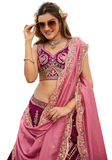 lehenga prune rose mariage brodé georgette narkis fashion