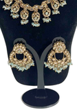 Parure Kajol Bleu pastel Collier boucles d'oreilles et maang tikka