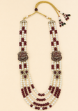 Mala homme Ashoka 5 rangs perles ivoire et bordeaux