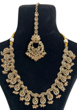 Parure Kajol Champagne collier boucles d'oreilles et maang tikka