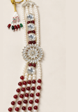 Detail rosace et pierres mala homme Akbar bordeaux ivoire
