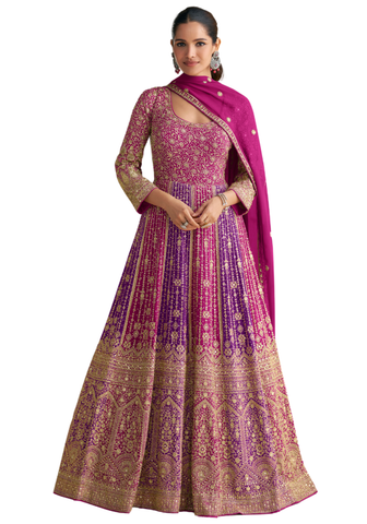 Robe Amira indienne violet fuchsia