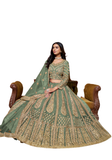 lehenga vert sauge brodé mariage indien femme