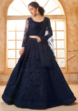 Lehenga nuptial bleu marine Farisha