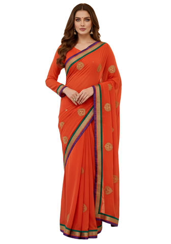 Sari prêt-à-porter orange Farah