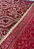 Châle Banarasi en Velours Rouge - Narkis Fashion