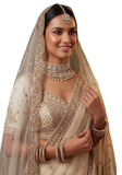 Double voile en tulle ivoire brodé pour mariage indien