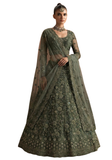 Lehenga vert olive brodé strass collection Fairy Tale