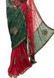 sari indien prêt à porter rouge vert
