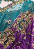 Sublime sari mariage violet et vert Haasini - Narkis Fashion