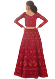 Lehenga nuptial rouge Nirosha