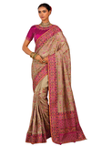 Sari Sharadha beige brodé avec pierres et miroirs