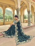 Somptueux sari mariage vert bouteille Sirisha