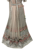 lehenga brodé fleurs fils argentés dupatta