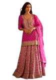 lehenga sharara rose fuchsia brodé or