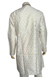 Kurta homme Ayaan blanc cassé – ensemble 2 pièces avec pantalon assorti, broderies dorées