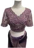 Sari Anita - Chiffon shimmer Prune et Lilas - Narkis Fashion
