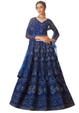 Lehenga nuptial bleu saphir Nirosha