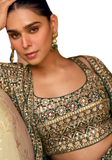 Crop top indien brodé vert pour mariage