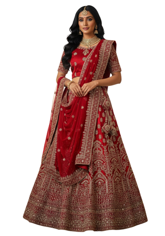 Lehenga Manisha rouge brodé pour mariage indien