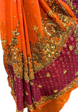 Sari Firdaus – détail pallu orange brodé
