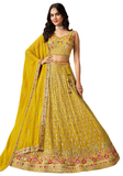 Lehenga Ramya jaune – ensemble brodé mariage indien