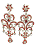 Parure Marvina indienne argenté et rouge – collier, boucles et tikka mariage.