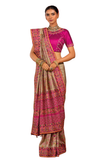 Sari Sharadha beige brodé avec pierres et miroirs